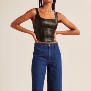 Abercrombie vegan leather Black corset tank top with zipper closure